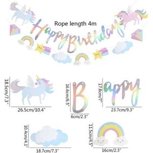 Regenboog eenhoorn - Unicorn - verjaardag slinger - Happy Birthday slinger - kinderen - kinderfeest - kinderverjaardag - grote slinger - versiering