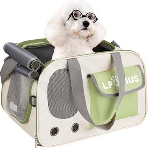 Bastix - Transporttas voor katten en honden, kattentransportbox, opvouwbare hondentas, transporttas met kussens, transportdozen voor kleine honden en katten (groen)