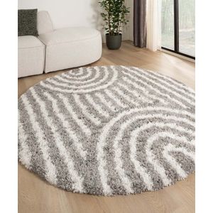 Rond vloerkleed Scandinavisch - Cozy Arch lichtgrijs 100 cm rond