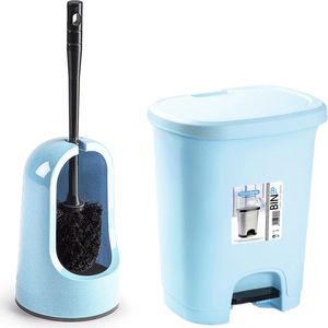 Forte Plastics - WC-/toiletborstel - lichtblauw - pedaalemmer 8L