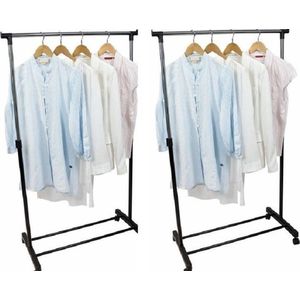 2x Verrijdbare kleding hangrekken 162 cm - Mobiel kledingrek 2 stuks