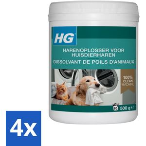 HG - Harenoplosser Voor Huisdierharen - Altijd Schone Machine - 10 Wasbeurten - 500 g - Voordeelverpakking - 4 stuks