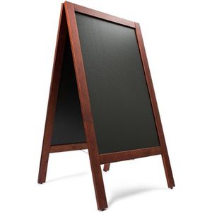 Krijtstoepbord Mahonie 75 x 135 cm dennenhouten omlijsting - dubbelzijdig reclamebord