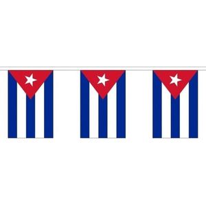 3x Buiten vlaggenlijn Cuba 3 meter - Cubaanse vlag - Supporter feestartikelen - Landen decoratie en versieringen