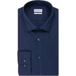 Seidensticker Slim Fit overhemd - donkerblauw - boordmaat 45