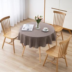 Tafelkleed waterafstotend linnenlook | Vlekbescherming, wasbaar | Tuintafelkleed buiten, tafelkleed eettafel | Bruin Taupe - 140 cm Rond