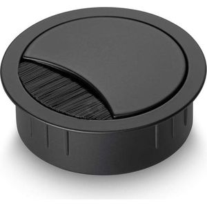Kabeldoos rvs zwart gelakt 60 mm, geschikt voor meerdere kabels, borstelafdichting en afneembaar deksel, hoogte ca. 21 mm