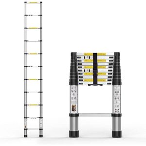 Telescopische ladder - licht aluminium - antislip voeten - draagbare zolderladder - high-performance - kampeerladder - camper huishouden - werkzaamheden in de open lucht - 32 m Telescopische ladder