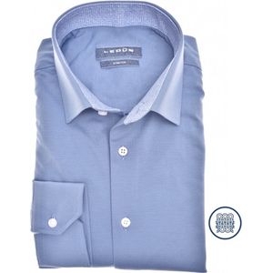 Ledub modern fit overhemd - lichtblauw tricot - Strijkvriendelijk - Boordmaat: 45
