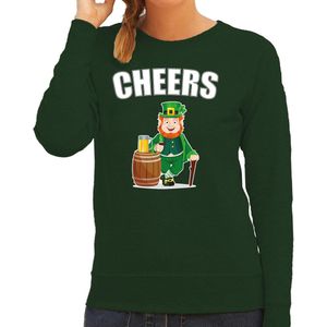 St. Patricks Day Sweater Groen Voor Dames - Cheers - Ierse Feest Kleding / Trui/ Outfit/ Kostuum L