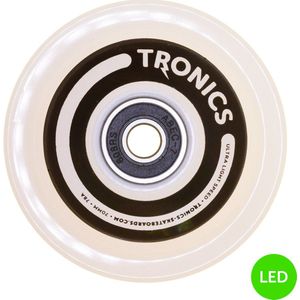 TRONICS 70mm x 51mm - skateboardwielen - PU wit - LED groen