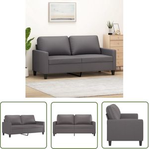 The Living Store Tweezitsbank 140 cm kunstleer grijs - Tweezitsbank - Sofa - Bankstel - Salonmeubel - Huiskamerdecoratie