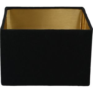 HSM Collection - Lampenkap Vierkant - 30*30*20cm - Velvet - Zwart/Goud