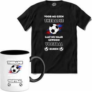 Oranje voetbal leeuw - WK en EK voetbal kampioenschap - koningsdag en Koninginnedag feest kleding - T-Shirt met mok - Heren - Zwart - Maat M