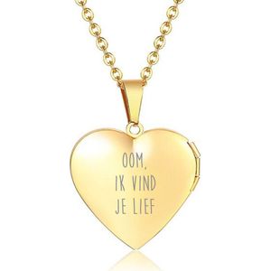 Fotohanger Met Ketting En Gravering - Hart - Oom Ik Vind Je Lief