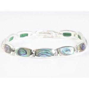 Hoogglans zilveren armband met abalone schelp