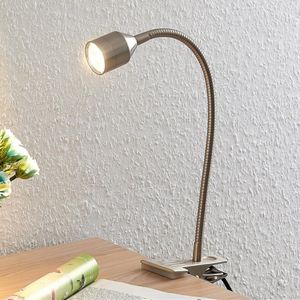 Lindby - Klemlamp - 1licht - metaal, acryl - H: 45 cm - gesatineerd nikkel - Inclusief lichtbron