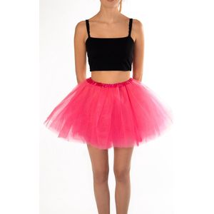 KIMU® Tutu Neon Roze Tule Rokje - Maat 98 104 110 116 - UV Petticoat Rok Peuter Kleuter - Ballet Turnpakje Meisje Unicorn Vlinder Festival