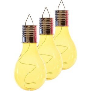Lumineo solar tuin 6x stuks LED ophang verlichting/lampjes geel 14 x 8 cm - Tuinverlichting op zonne-energie