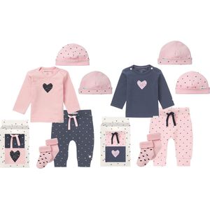 Noppies Tweeling Meisjes cadeauset (10 delig) Roze Blauw - Maat 50