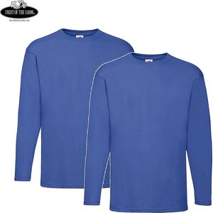2 Pack Fruit of the Loom Value Weight Longsleeve T-shirt Royal Maat M