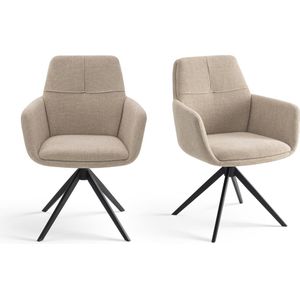 Furnihaus Draaibare Eetkamerstoelen set van 2 - Milou met armleuning Beige