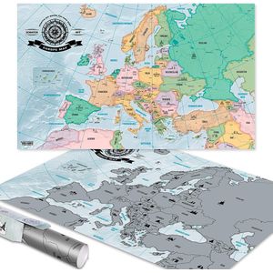 Goods & Gadgets Scrape Off World Map - XXL wereldkaart om vrij te krassen 100 x 45 cm - kras landkaart Deluxe muurschildering