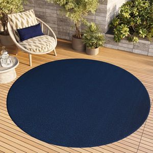 Tapiso Mono Rond Vloerkleed Navy Laagpolig Effen Tapijt Maat- 200x200