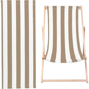 Vervangingsdoek Strandstoel Katoen Lichtbruin Wit Gestreept 116x42.5cm