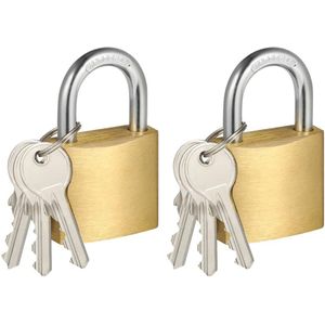 TTLUOKER® Premium 2-Pack Hangslot in Massief Messing - Extra Groot 38mm (1.5"") Waterdicht & Roestvrij | Incl. 3 Sleutels per Slot | Voor Schuren, Fietsen, Poorten & Outdoor Gebruik