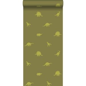ESTAhome behang dinosaurussen legergroen - 114618 - 53 cm x 10,05 m