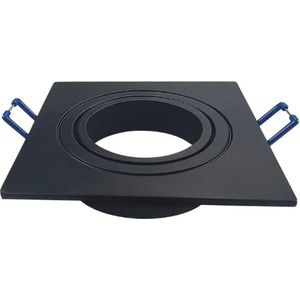 Inbouw spot GU10 + MR16 - Aluminium - 91mm - Vierkant armatuur - Verstelbaar - Zwart