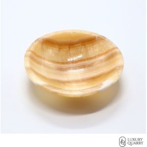 Luxury Quarry Decoratieve Schaal Gele Calciet Natuursteen - Diameter 12,5 cm - 1 Stuk