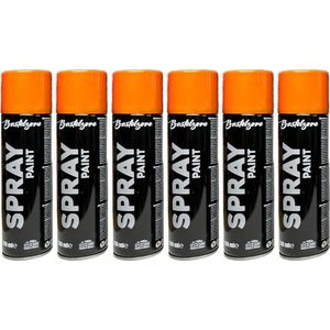 Spuitverf set 6 x 200 ml - oranje. Sneldrogende graffiti-spuitbussen voor hout, steen, metaal, glas. oranje (RAL 2009)