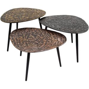AnLi Style Salontafel set/3 driehoekig patina metal