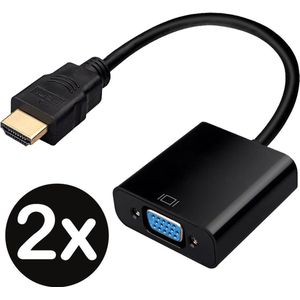HDMI naar VGA Adapter Kabel Converter 1080p Full HD - Zwart - 2 PACK