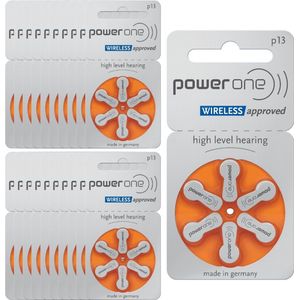 PowerOne 13 : Kwikvrije hoorapparaatbatterijen, 20 Wafeltjes