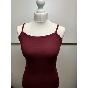 Dames basic tank top Lois met spaghettibandjes burgundy bordeauxrood dunne bandjes S/M