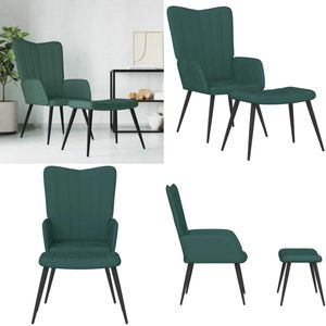 vidaXL Relaxstoel met voetenbank fluweel donkergroen - Relaxstoel Met Voetenbank - Relaxstoelen Met Voetenbanken - Zetel Met Voetenbankje - Zetels Met Voetenbankjes