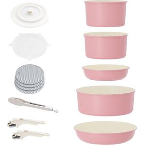 Inductiepannen Set - Antiaanbaklaag - Stapelbaar - 6 Stuks - Graniet