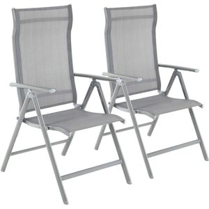 Rootz Tuinstoelen - Set Van 2 - Klapstoelen - Buitenstoelen - Aluminium Frame - Rugleuning - Verstelbaar - Zwart/Grijs