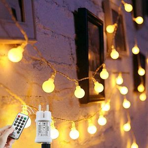 Lichtsnoer met 120 ronde ledlampjes 12 m lang - 8 modi en geheugenfunctie voor binnen en buiten - warmwit