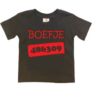 T-shirt Kinderen ""Boefje 486309"" | korte mouw | zwart/rood | maat 86/92