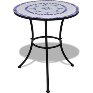 vidaXL Bistrotafel - Mozaïek - 60 cm - Blauw/Wit Mozaiektas - Tuintafel - Balkontafel - Buitentafel - Blauwe Tafel - Witte Tafel - Keramische Tafel - Metalen Tafel - VidaXL Tafels - Bistrotafel - Salontafel