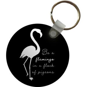 Sleutelhanger - Flamingo - Letters - Wit - Plastic - Rond - Uitdeelcadeautjes