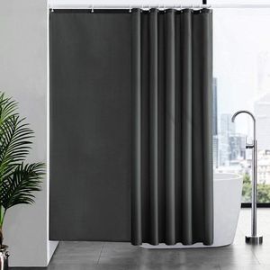 Douchegordijn, extra lang badgordijn, schimmelwerend, textiel voor bad en douche, antibacterieel, wasbaar, donkergrijs, extra groot, 200 x 210 cm.