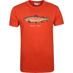 Shiwi - T-Shirt Print Oranje - Heren - Maat S - Regular-fit