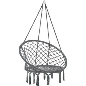 In And OutdoorMatch Katoenen Hangstoel Jeffry - Max 100 kg - Donkergrijs - Geschikt voor binnen en buiten - Stijlvolle uitstraling