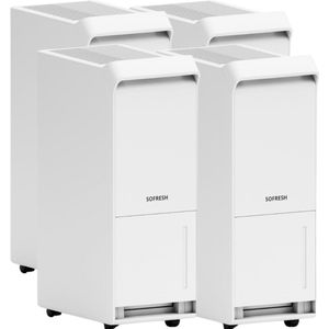 4x Sofresh luchtontvochtiger 25 Liter per dag - Ontvochtiger en Dehumidifier voor Kelder, Badkamer, Zolder en woonkamer - Wit