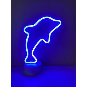 LED dolfijn met neonlicht - blauw neon licht - Op batterijen en USB - hoogte 26.5 x 17 x 8.5 cm - Tafellamp - Nachtlamp - Decoratieve verlichting - Woonaccessoires